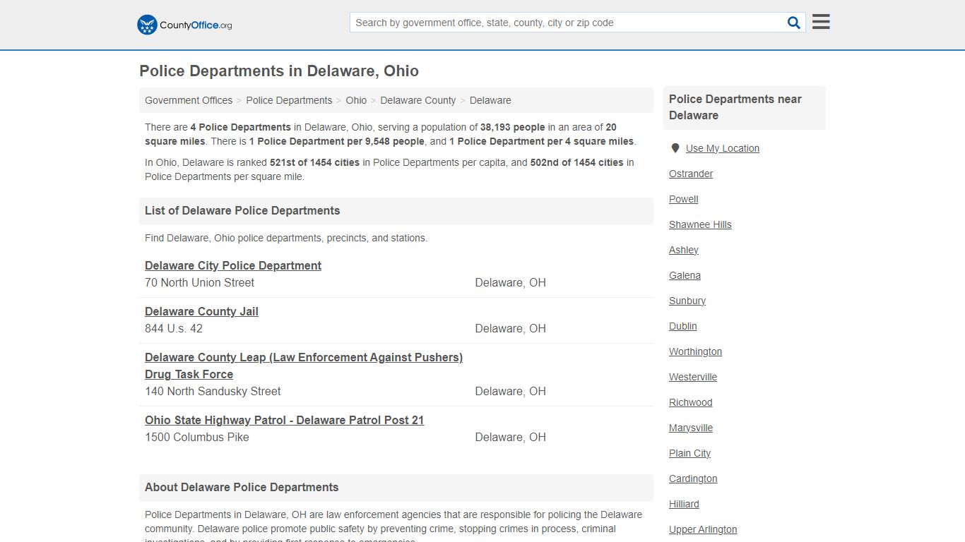 Police Departments - Delaware, OH (Arrest Records & Police Logs)